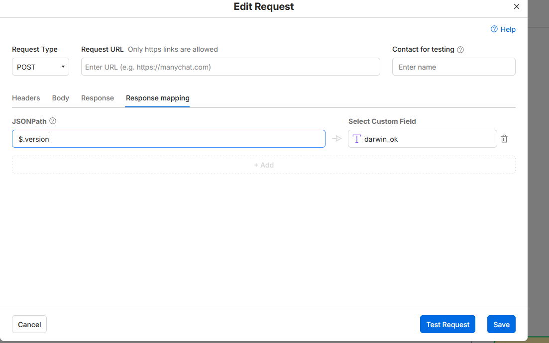 Response mapping: $.version to darwin_ok
