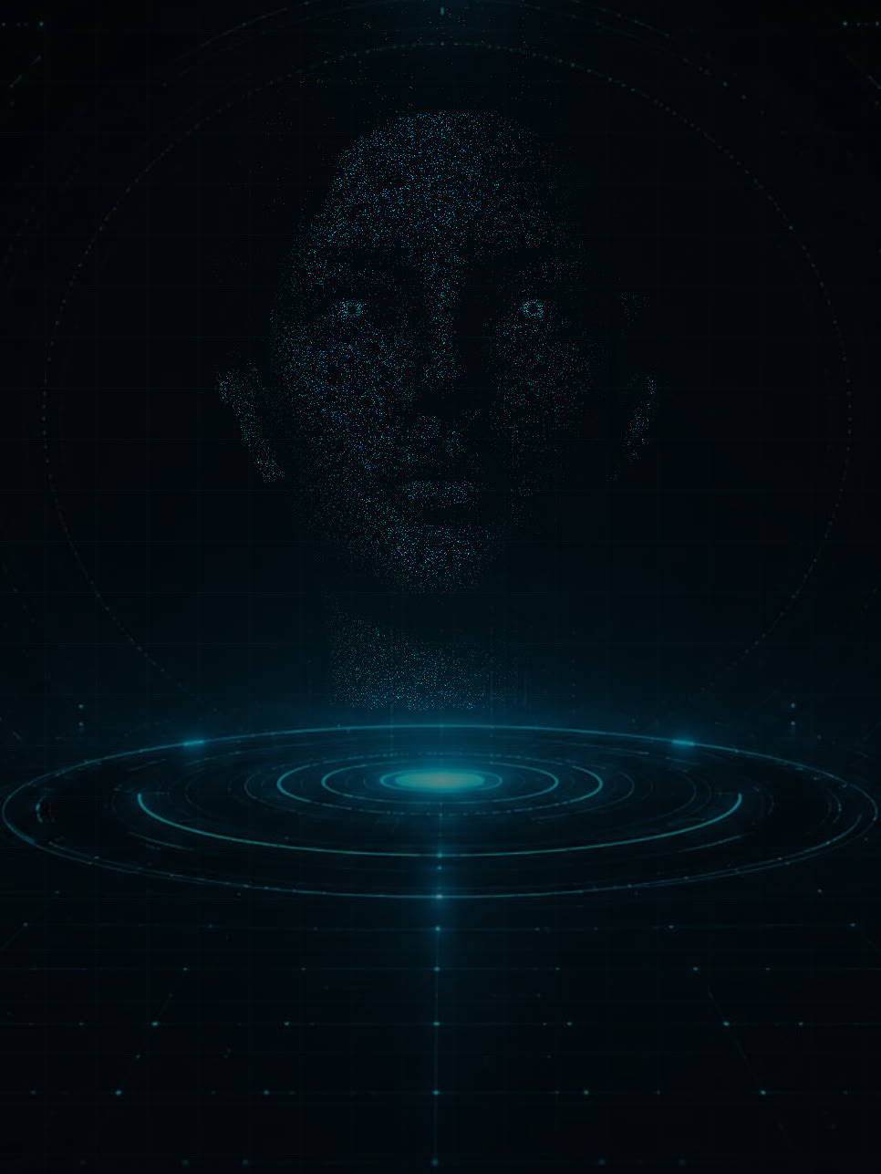 Darwin's orb morphed into a female particle face